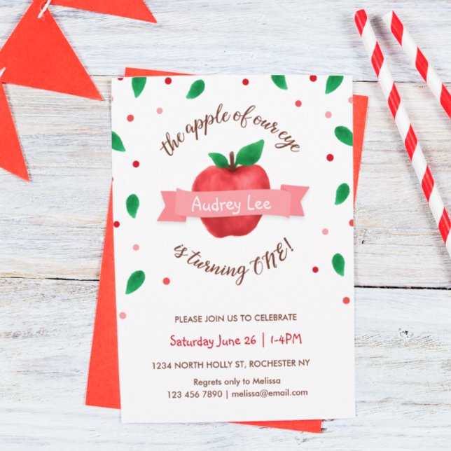 Convites Maçã de nossa primeira Festa de aniversário (Criador carregado)