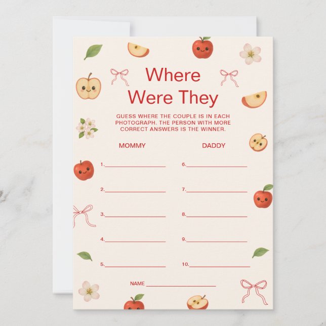 Convites Maçã Do Meu Chá de fraldas Olho Onde Eles Jogavam (Frente)