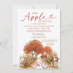 Convites Maçã do nosso Arco Chá de fraldas Laranja Gingham