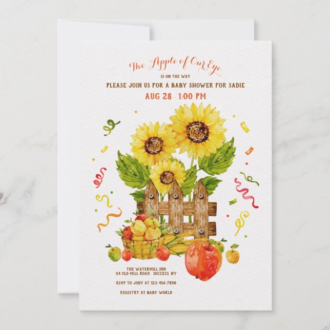 Convites Maçã do nosso Chá de fraldas (Frente)