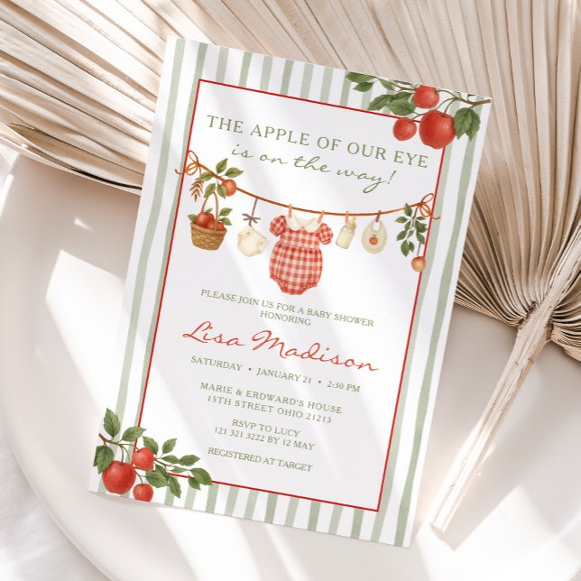 Convites Maçã do nosso Chá de fraldas de Linha de Vestuário (Criador carregado)