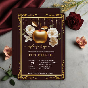 Convites Maçã Dourada Elegante do Nosso Chá de fraldas Olho