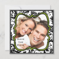 Maçã Verde Damask Espirais Casamento Salve a Data