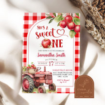 Maçã Vermelha Xadrez Doce Um Primeiro Aniversário