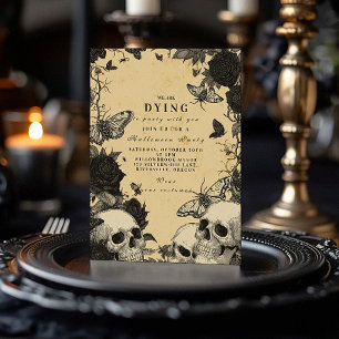 Convites Macabro Crânio Gótico e Mariposa Soirée de Hallowe