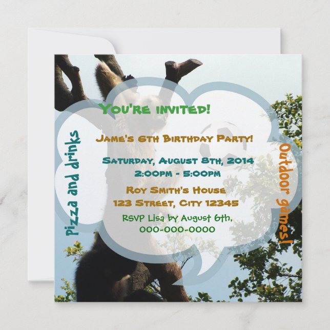 Convites Macaco e bola, festa de aniversário divertida (Frente)