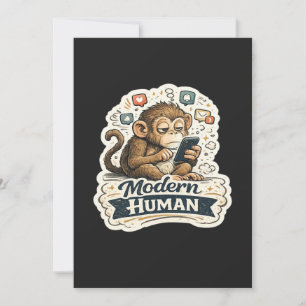 Convites Macaco Engraçado Humano Moderno Smartphone Mídia S