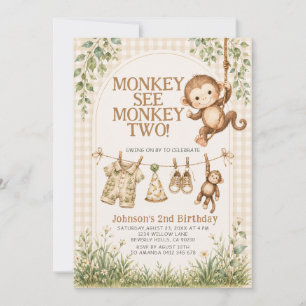 Convites Macaco Fofo Vê Macaco Dois Neutro Macaco 2º