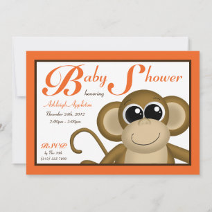 Convites Macaco-Macaco-Macaco, Orange Baby Shower