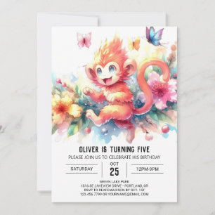 Convites Macaco Pastel Woodland Birthday