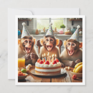 Convites Macacos comemorando o aniversário, macaco convidad
