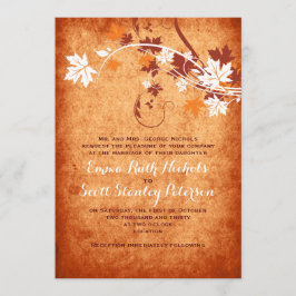 Convites Maçal elegante deixa casamento outono laranja