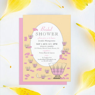 Convites Macarões Cor-de-Rosa e Chá de panela de Conjunto d