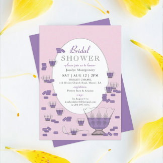 Convites Macarões Roxos e Chá de panela do Conjunto de Punc