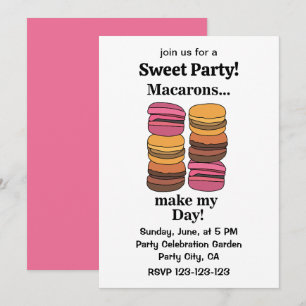 Convites Macaron Colorful Sweet Party