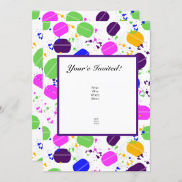 Convites Macaron Confetti - Personalizados