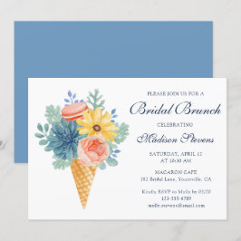 Convites Macaron Suculento Floral | Brunch de Noiva
