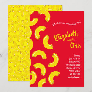 Convites Macaroni, primeiro aniversario do Mac e Cheese
