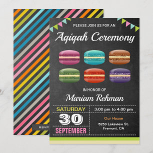 Convites Macarons bonitos e doces Aqeqah   Cerimônia de Aqi