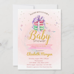 Convites Macarons, Estrelas É uma Menina Chá de Bebê