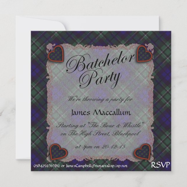 Convites Maccallum Scottish clan tartan - Xadrez (Frente)