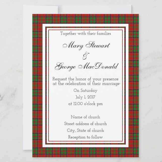 Convites MacDonald De Glencoe Scottish Wedding Invitation (Frente)
