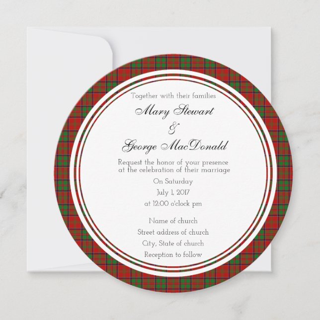 Convites MacDonald De Glencoe Scottish Wedding Round Invita (Frente)
