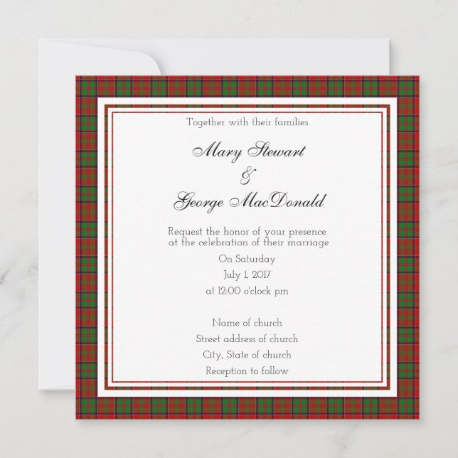 Convites MacDonald De Glencoe Scottish Wedding Square Invit (Frente)