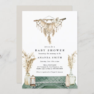 Convites Macrame Boho Chá de fraldas Rústico Rústico Crític