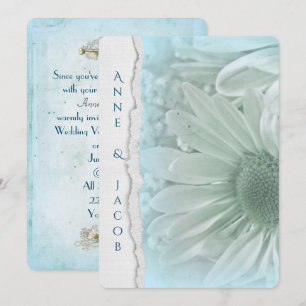 Convites macro da margarida de turquesa no papel rasgado da