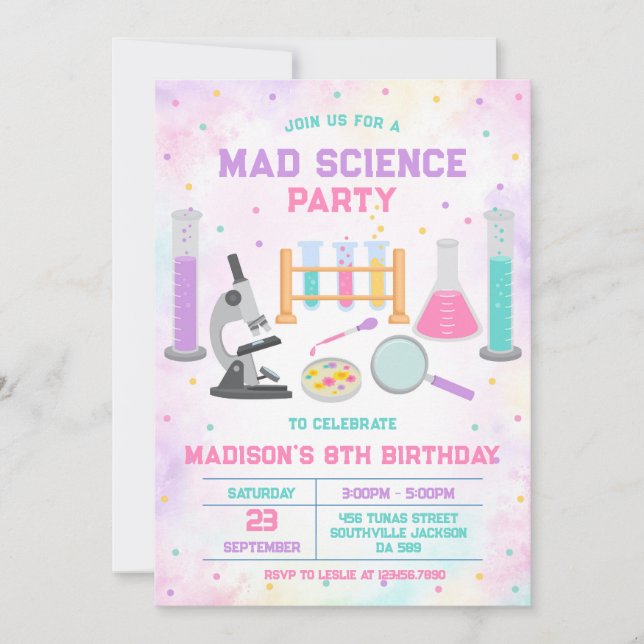 Convites Mad Science Experiment Birthday Party Invitation (Frente)