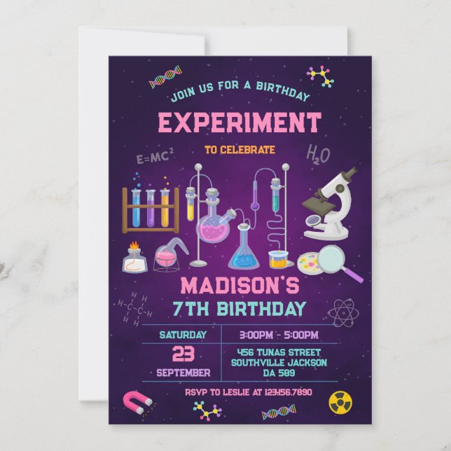 Convites Mad Science Experiment Birthday Party Invitation (Frente)