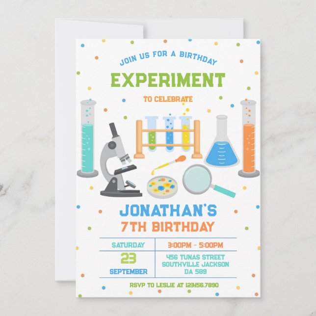 Convites Mad Science Experiment Birthday Party Invitation (Frente)