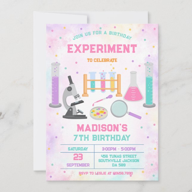 Convites Mad Science Experiment Birthday Party Invitation (Frente)