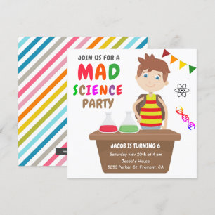 Convites Mad Science Experiment Boys Festa de aniversário