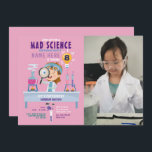 Convites Mad Science Experimental Girls Pink<br><div class="desc">Convite à Experiência de Festas de aniversário Científica Louca. Traseiro incluído.</div>