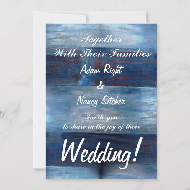 Convites Madeira Azul, Casamento Russo (Frente)