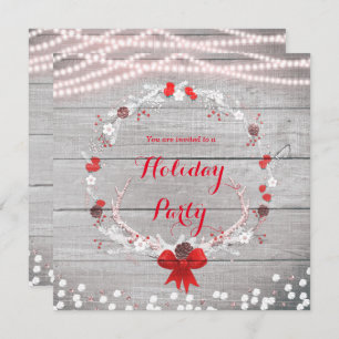 Convites Madeira Branca de Antler Wreath de Natal Russo