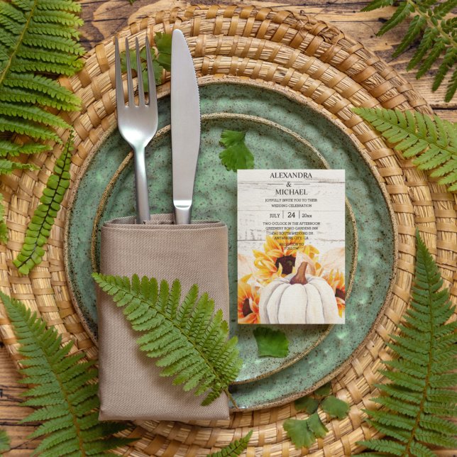 Convites Madeira Branca Rústica Pumpkin Molusca (Criador carregado)