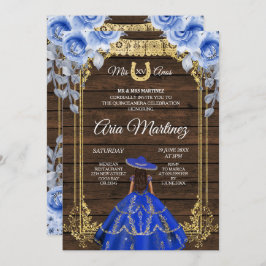 Convites Madeira Charro - Marinho Rosa Princesa Mis Quince