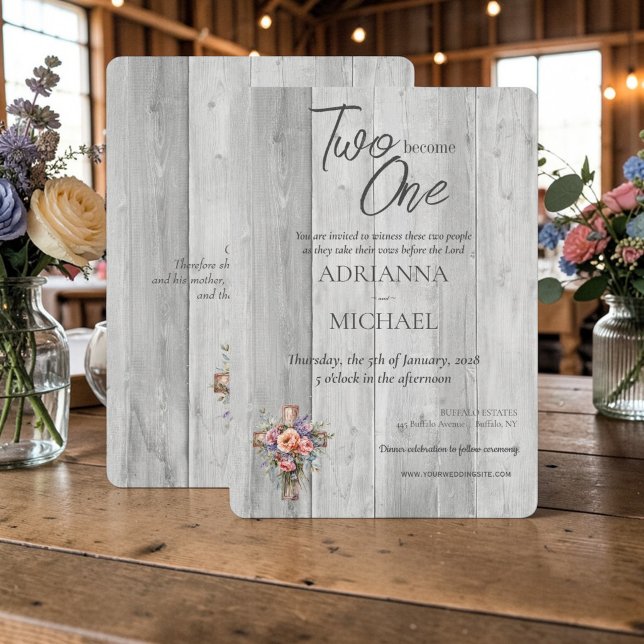 Convites Madeira Cristã Dois se Tornam Um (Criador carregado)