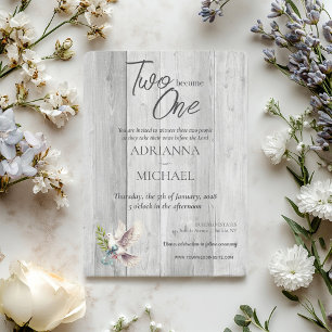 Convites Madeira Cristã Dois se Tornam Um com Pombo