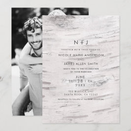 Convites Madeira de Bétula Branca Celeiro Rústico Moderno F