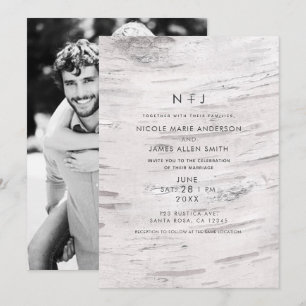 Convites Madeira de Bétula Branca Celeiro Rústico Moderno F