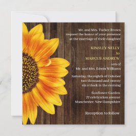 Convites Madeira de Casamento Russo Amarelo-Sunflower