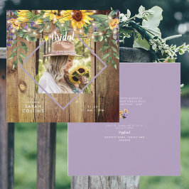 Convites Madeira de Chá de panela Rústica de Girassol