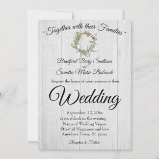 Convites Madeira de Cinza russa, Casamento Eucalyptus Wreat