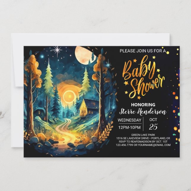 Convites Madeira de corte no Chá de fraldas de floresta (Frente)