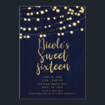 Convites Madeira Dourada azul e luzes doces 16<br><div class="desc">personalizar para o seu evento</div>