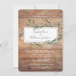 Convites Madeira e Herbo de Aquarela Rústica Simples